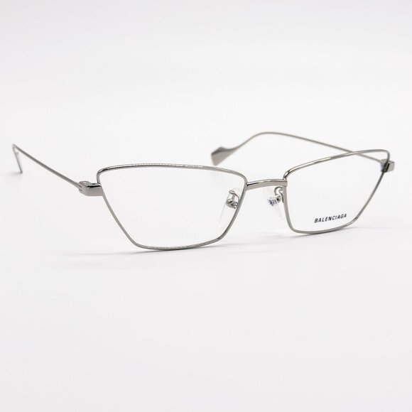 NEW BALENCIAGA EYEGLASSES BB0091O 002 CAT EYE SILVER WOMEN EYEWEAR BALENCIAGA - Picture 1 of 7